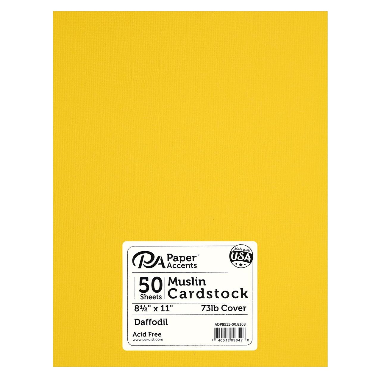 Accent Design Paper Accents Cardstock Daffodil, 8.5"x11", 73lb, 50pc - Textured Cardstock with Linen Finish for Scrapbooking, Crafts, and DIY Projects